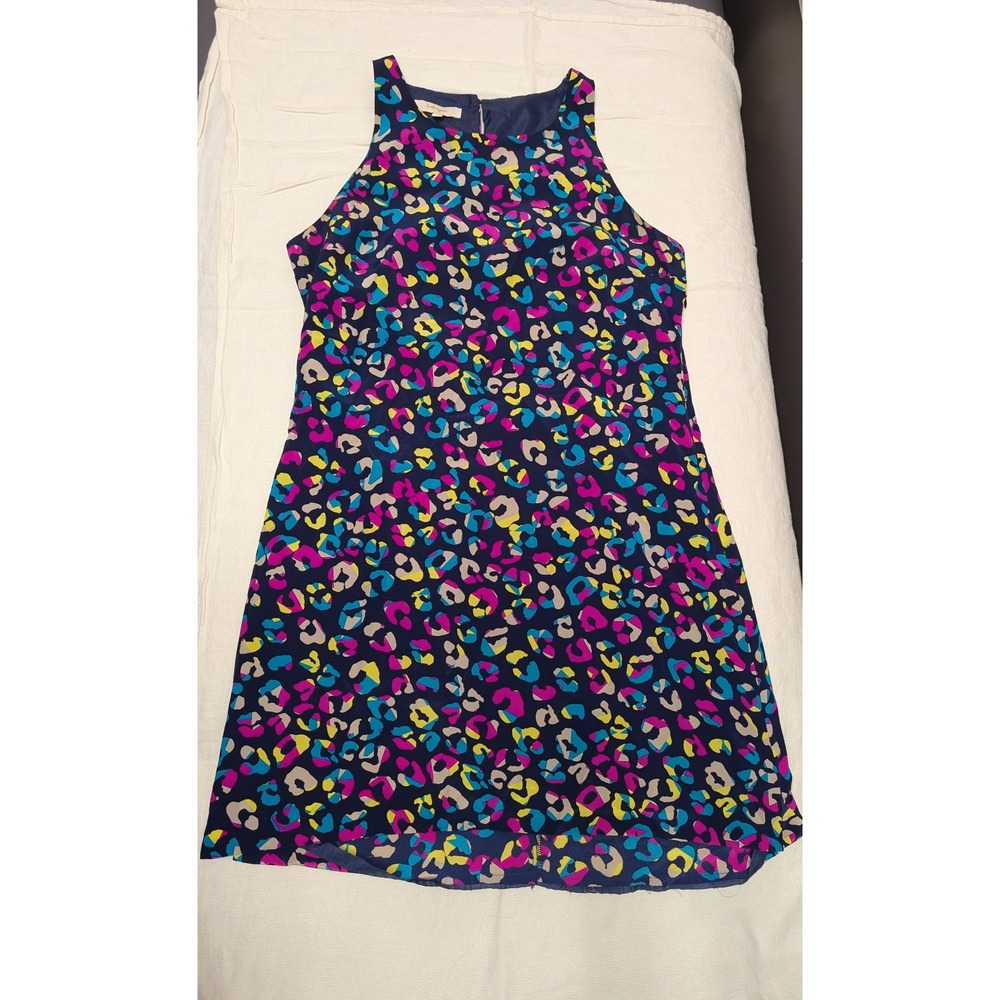 Britt Ryan 100% Silk Multicolor Leopard Print Shift Dress Medium Made in USA